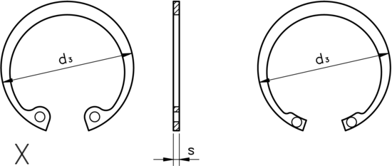 technical drawing of Internal Circlips to DIN 472