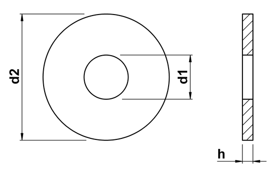 technical drawing of Large Washers to DIN 9021