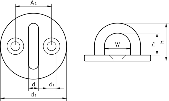 technical drawing of Round Pad Eye Plate