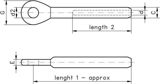 technical drawing of Swage Eye Terminal