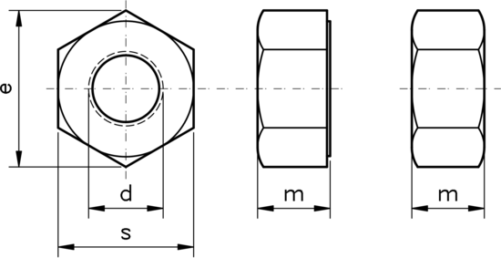 technical drawing of UNC Heavy Hex Nuts