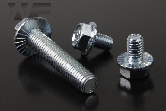 Hex Head Flange Bolts With Serrations Din 6921 M16 In Bright Zinc Plated Bzp Class 8 High 