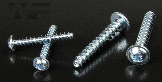 Pozi Pan with Flange Thread Forming Screws for Plastics, 30 Degree Thread in BZP image